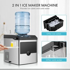 Electric 2 in 1 Countertop Ice Cube Maker with Water Dispenser Combo Machine
