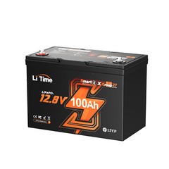 LiTime 12V 100Ah Group 27 Bluetooth LiFePO4 Lithium Battery For RV Marine Solar