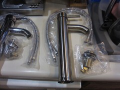 Brushed Nickel and Chrome Bathroom Faucets Unused, 2 Faucets
