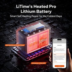 Refurbished LiTime 12V 320Ah mini Self Heating Bluetooth Lithium Battery For RV