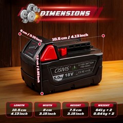 2PACK 5.0AH For Milwaukee for M18 Lithium 18V Li-Ion Extended 48-11-1850 Battery