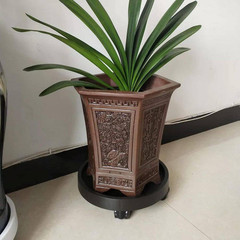 11.02 In. Black Plastic round Indoor/Outdoor Plant Caddy with Wheels Heavy-Duty