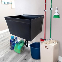 Tehila Standard Wall-Mounted Black Utility Sink, No Supply Lines