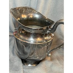 Vintage Silverplate Creamer Pitcher Nickel Silver Ornate Spout Handle 8in