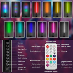 Rechargeable RGB DJ Tube Lights with Stand – 4 Pack for Events & Decor