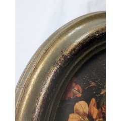 Vintage Oval Floral Wall Plaques Set of 2 Made in Italy Gold Ornate Fram 9.5×7.5