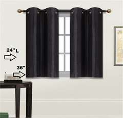 2 SOLID SHORT GROMMET PANELS WINDOW CURTAINS FOR ANY ROOM 24″ OR 36″ LENGTH
