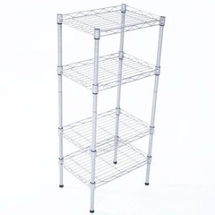 New Practical Modern Rectangle Carbon Steel Metal 4-Shelf Storage Rack Silver