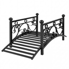 3.3 ft Garden Metal Bridge, Outdoor Arched Bridge w/Dual Patterned Side Rails