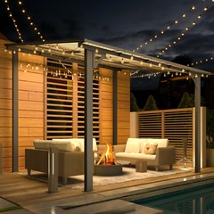 Wall Mounted Hardtop Gazebo Lean to Metal Pergola Outdoor Patio Awning Shelter