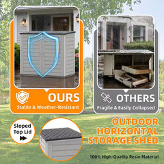 4.6 Ft. X 2.7 Ft. X 4.1 Ft. 304 Gal. Gray Resin Deck Box, Horizontal Outdoor Sto
