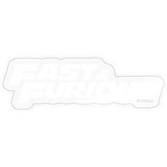 Fast And Furious Classic White Logo Sticker, max. 4 x 4″, 4 x 4″, transparent