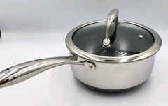HexClad 2-QUART SAUCEPAN with LID 2 QT Hybrid Non Stick Pot -Used Good Condition