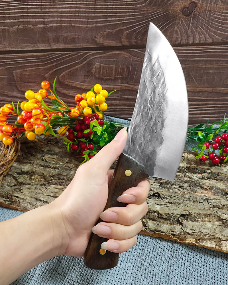 Forged Boning Butcher Knife 5CR15 Steel Serbian Outdoor Camping Cooking Knife