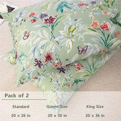 100% Cotton Pillowcases Set of 2 Standard Size Floral Printed Butterfly Pillow C