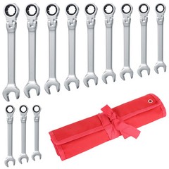 12Pc 8-19mm Metric Flexible Head Ratcheting Wrench Combination Spanner Tool Set