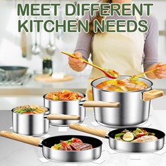 Dutzun Stainless Steel Cookware Set 13Pcs Pots And Pans Set Induction Cookware