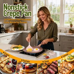Crepe Pan Nonstick 11 Inch,Dosa Tawa Creamic,For All Stoves,Brown,For Pancake