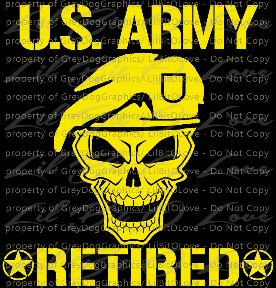 US ARMY RETIRED SKULL VINYL DECAL UNITED STATES ARMY STICKER MILITARY