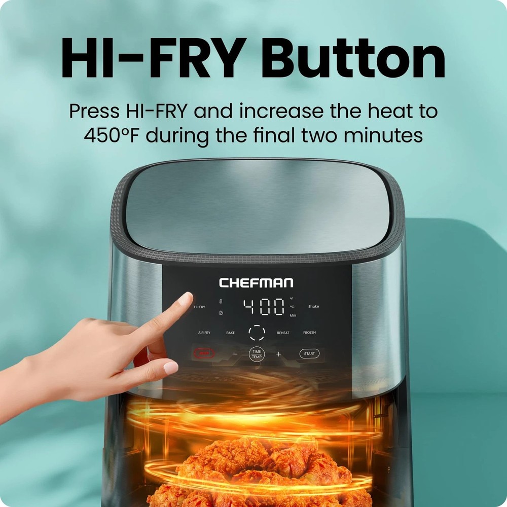Chefman Air Fryer 8 Qt | TurboFry® 4-in-1 with 450°F Hi-Fry Option for Crispier