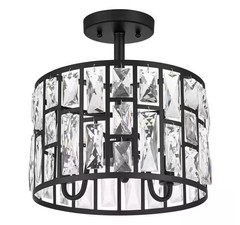 Home Decorators Kristella 12.5 in. 3-Light Matte Black Semi Flush Mount Light