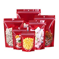 50/100/500 Red Mylar Foil Clear Window Resealable Stand Up Bags Zipper Pouch