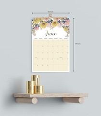 Wall Calendar,12 months large floral Calendar runs from Jan – Dec Spiral 2026