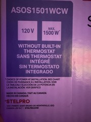 STELPRO Sonoma ASOS1501WCW Wall Fan Heater 120V 1500W White Quiet Install