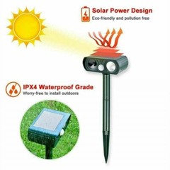 1/2PK Animal Repeller Ultrasonic Solar Power Outdoor Pest Cat Mice Sensor PIR US