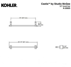 Kohler K-35925-CP Castia™ by Studio McGee 18″ towel bar, Polished Chrome