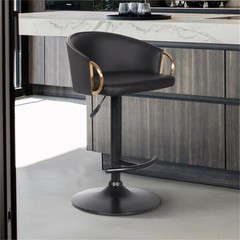 Armen Living Solstice 24.25-32.25″ Modern Metal Swivel Bar Stool in Black/Gold