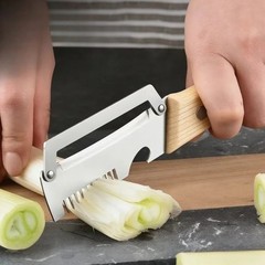 2 PCS 3-in-1 Multifunctional Vegetable Peeler with Wooden Handle,Julienne Slicer
