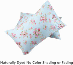 Cotton Pillow Cases Standard Size Set of 2, Flower Printed Queen Pillowcases, Pr
