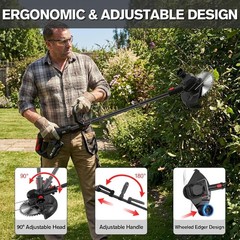 4.6lbs Brush Cutter with Metal Blades – 2 Batteries