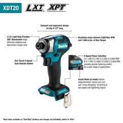 MAKITA XDT20Z 18V LXT Li-Ion Brushless | Cordless | 4-Speed Impact Driver