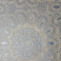 Lace flowers pattern Tan Gray Silver metallic faux fabric textured Wallpaper 3D
