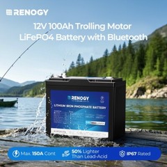 Renogy 12V 100Ah Trolling Motor Lithium Iron Phosphate Battery with Bluetooth