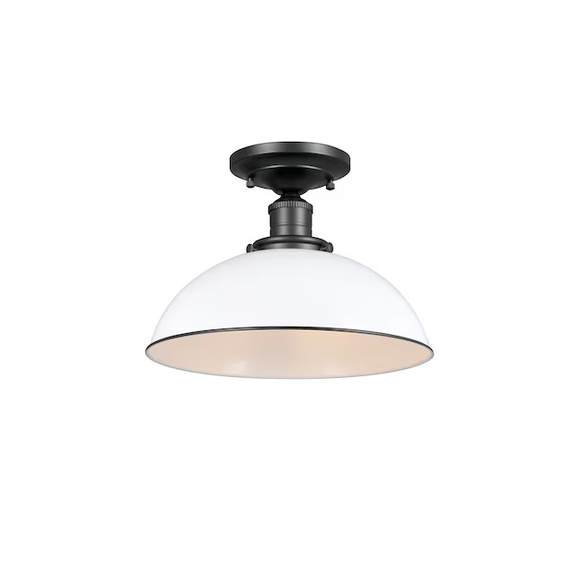 allen + roth Leigh 12.5-in Matte black Indoor 1 -Light Semi-flush Mount Light Me