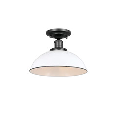 allen + roth Leigh 12.5-in Matte black Indoor 1 -Light Semi-flush Mount Light Me
