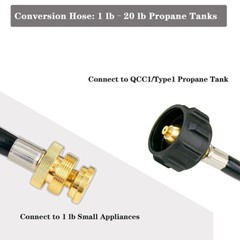 6FT Propane Adapter Hose LP Tank 1lb to 20lb Converter For QCC1 Type1 Gas Grill