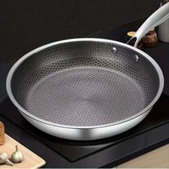 Stainless Steel 10 in Tri-Ply Fry Pan, 304 Grade Material, Non-Stick , PFOA Free