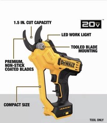 DEWALT DCPR320B 20V MAX Pruner Tool Only, LED Work Light, 1.5 in Cut Capacity