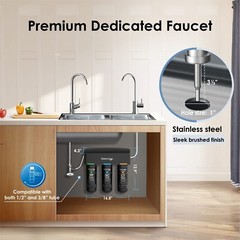 Waterdrop TSB 3-Stage High Capacity Under Sink Water Filter, Reduces PFAS/PFOA