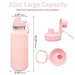 32 oz Insulated Water Bottle with Spout Lid – Double Wall Vacuum Sports Water…