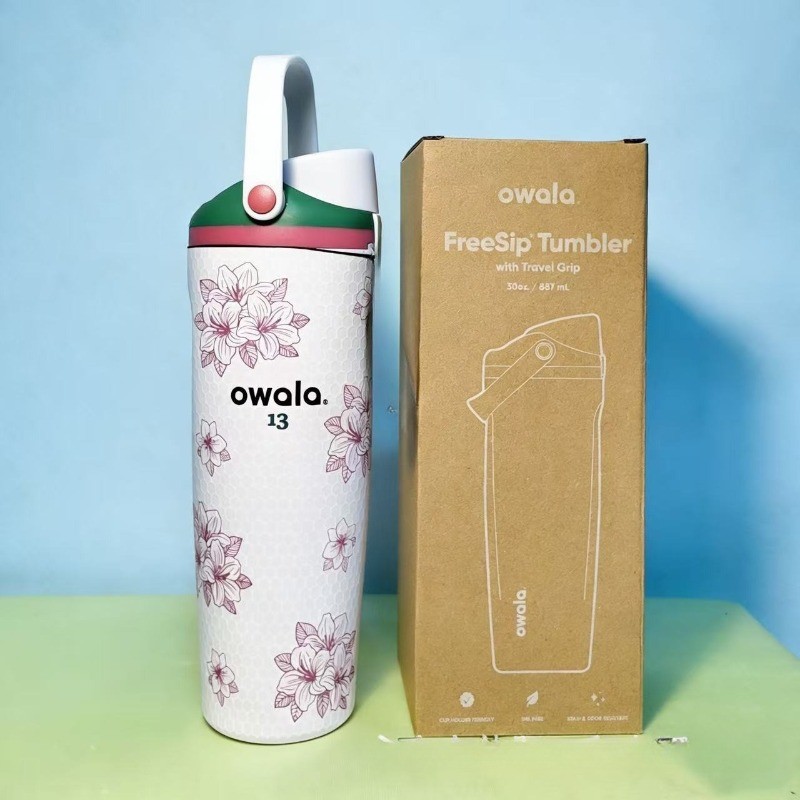 Limited Edition Owala Azalea Water Bottle Flip Lock Lid Handle 30oz NEW