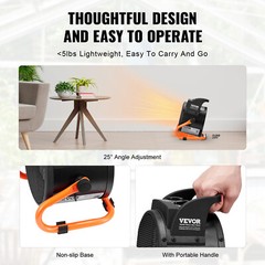 VEVOR Greenhouse Heater 1500W PTC Fast Heating Overheat Protection 3-Speed