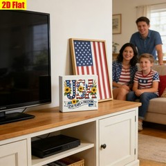 4th of July 250 Years of Freedom USA Sunflower Wooden Box Sign Farmhouse Decor