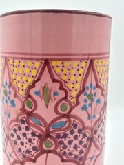 Unique Le Souk Ceramique Malika Tunisia Pink Green Blue Cylinder Utensil Holder