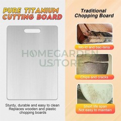 Titanium Cutting Board 100% Pure Non-Stick Double-Sided 11×15.5″ in for Kitchen