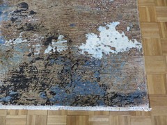 8 x 10 Hand Knotted Multi Colored Modern Abstract Oriental Rug With Silk G11411